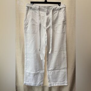 GAP Optic White High Rise Wide-Leg Crop Tied Waist Cotton Pants Sz 6 Classiccore